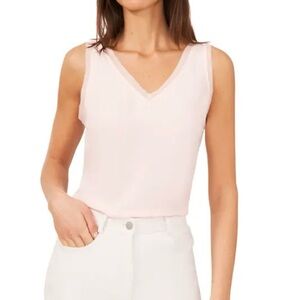 Halogen NWOT Raw Edge V-Neck Tank in Pink Dogwood - Size Small